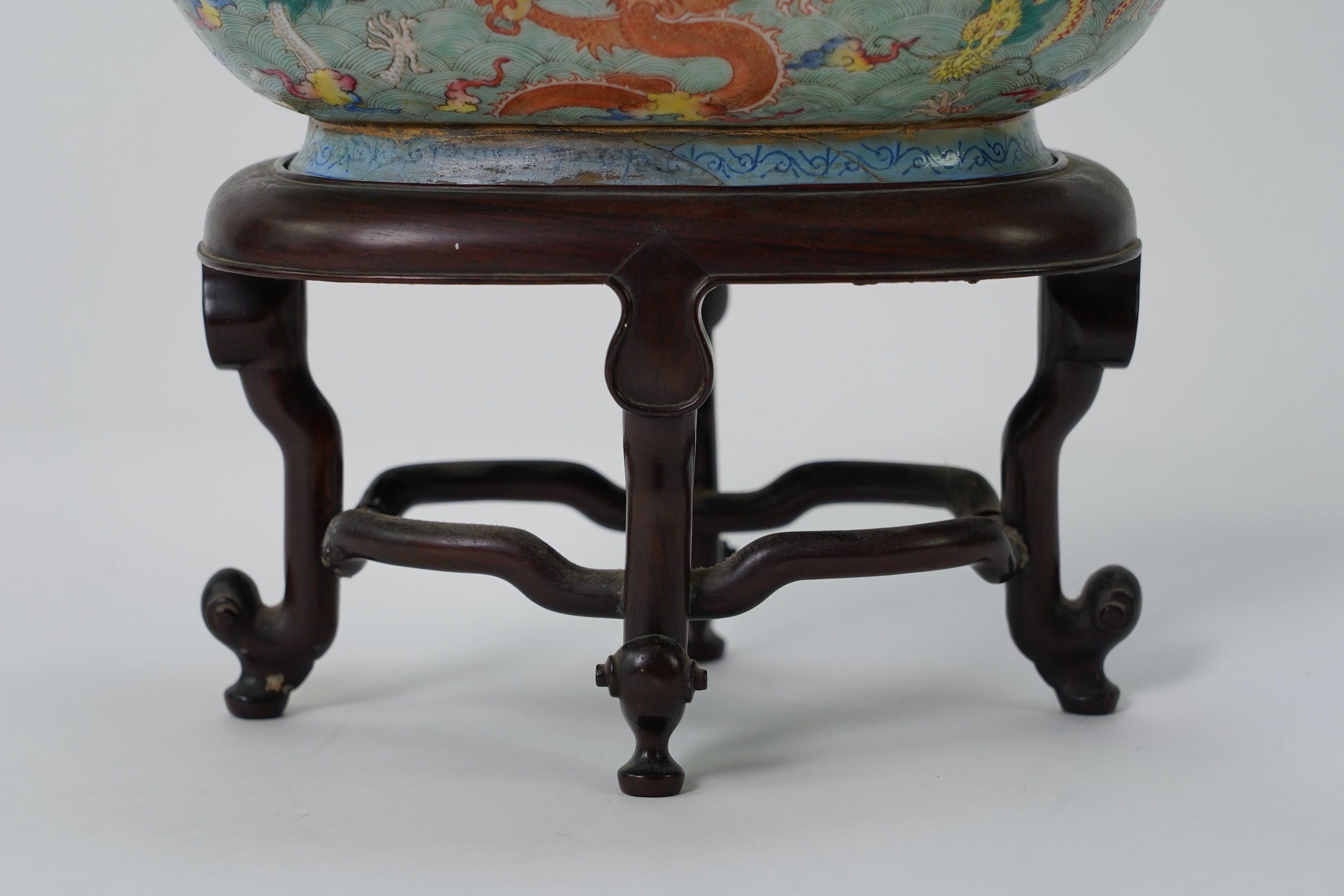 A Chinese enamelled porcelain ‘dragon’ oblong bowl, Daoguang seal mark but late 19th century